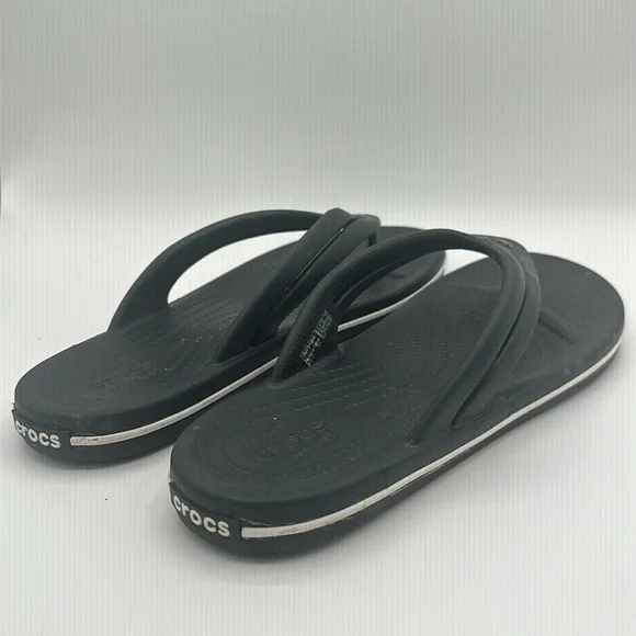 Crocs Crocband Flip Flops Womens Size 10 Sandals Graphite Black Waterproof Thong - Picture 7 of 12